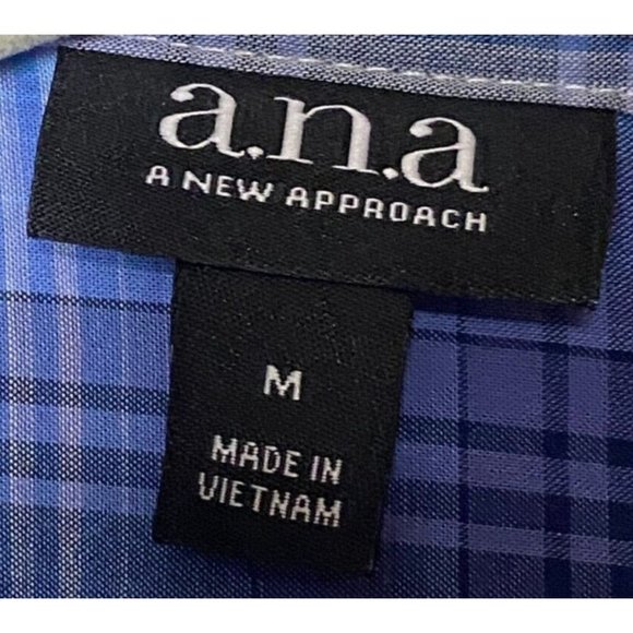 A.N.A. A New Approach Blue and White Plaid Shirt Buttoned Women's Size M Cotton - Picture 4 of 8